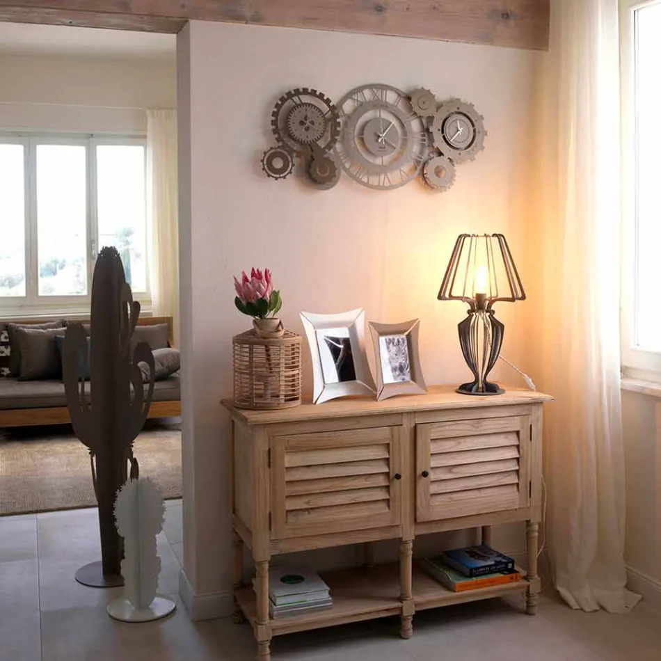 Modern Iron Wall Clock with Three Spindles Made in Italy - Mechanical Viadurini