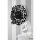 Modern Design Round Black Wall Clock in Decorated Wood - Music Viadurini