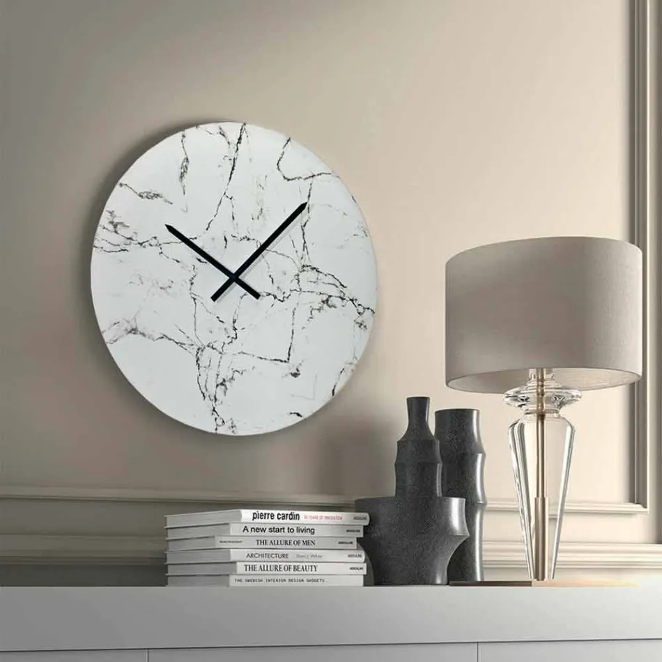 Round Marble Effect Wall Clock Without Numbers Made in Italy - Dial Viadurini