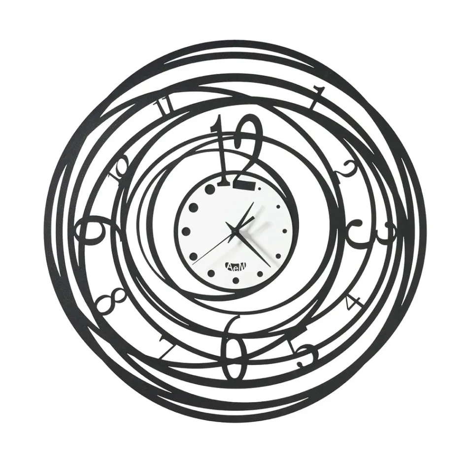 Round Wall Clock in Iron Decorated Design in 3 Colours - Doric Viadurini