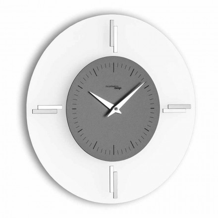 Round Wall Clock in Methacrylate and Aluminium Made in Italy - Syria Viadurini