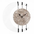 Moon-shaped wall clock Jilly, made in Italy, central hanging element
