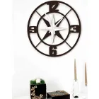 Large Design Wall Clock in White and Brown Shabby Wood - Hinge Viadurini