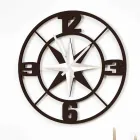 Large Design Wall Clock in White and Brown Shabby Wood - Hinge Viadurini