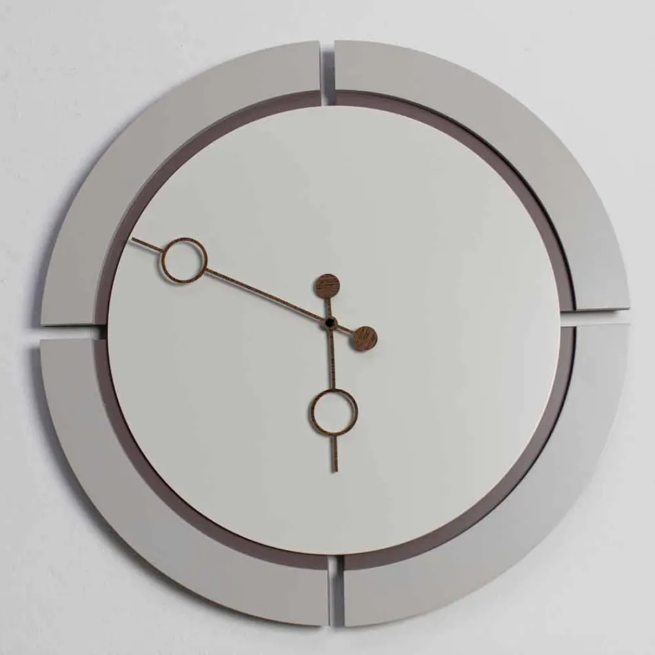 Large Modern Round Design Wall Clock in Brown and Beige Wood - Osvego Viadurini