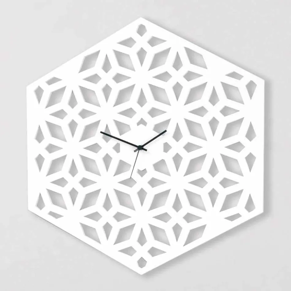 Large Design Wall Clock in White Dove Grey Green or Pink Wood - Tarto Viadurini