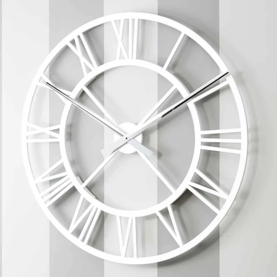 Large Shabby Wall Clock in Vintage Round Design Wood - Arrigo Viadurini