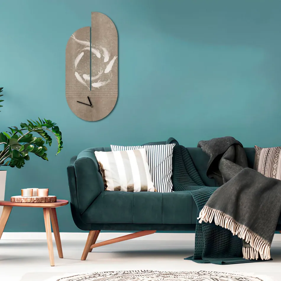 Wooden Clock with Heron Print Made in Italy - Palau Viadurini