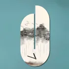 Wooden Clock with Heron Print Made in Italy - Palau Viadurini