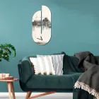 Wooden Clock with Heron Print Made in Italy - Palau Viadurini