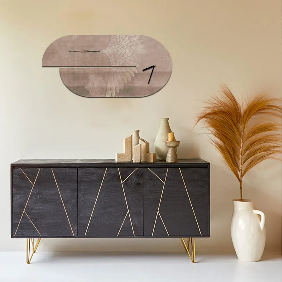 Wooden Clock with Heron Print Made in Italy - Palau Viadurini