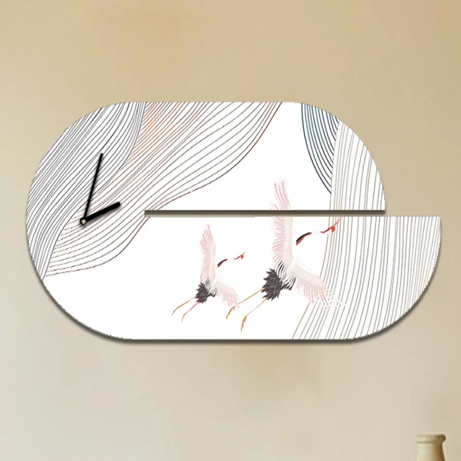 Wooden Clock with Heron Print Made in Italy - Palau Viadurini