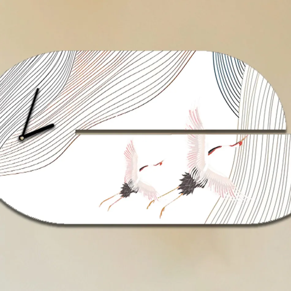 Wooden Clock with Heron Print Made in Italy - Palau Viadurini