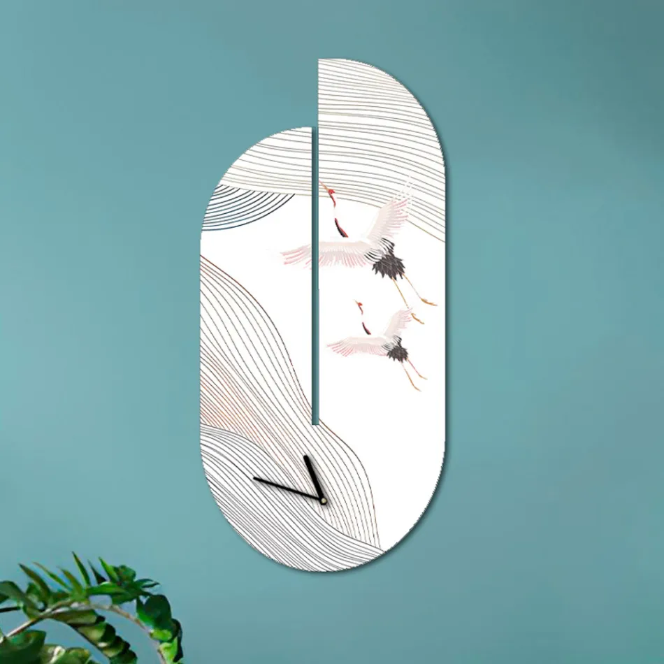Wooden Clock with Heron Print Made in Italy - Palau Viadurini