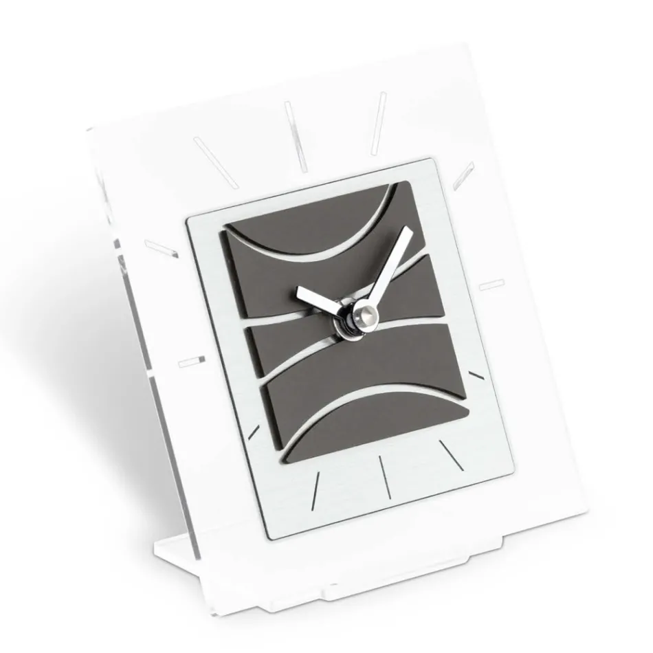 Square Table Clock in Transparent Methacrylate Made in Italy - Strange Viadurini