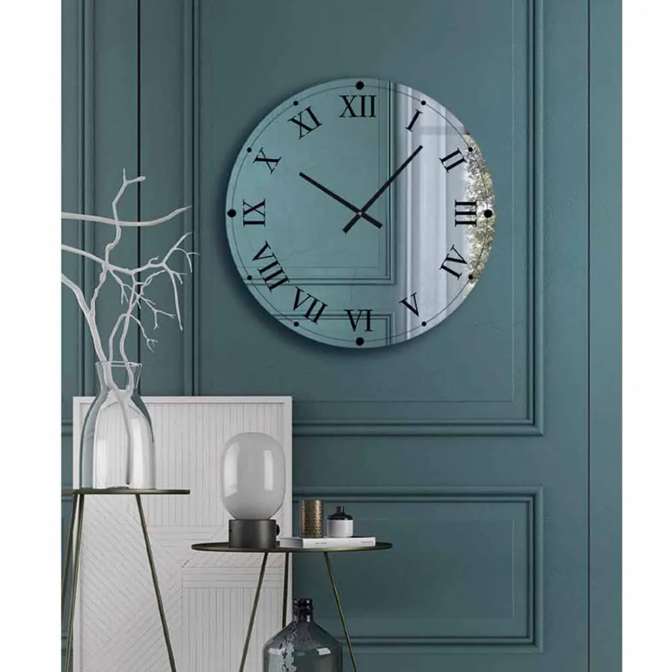 Round Wall Clock in Mirrored Crystal Made in Italy - Gear Viadurini