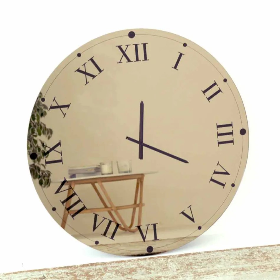 Round Wall Clock in Mirrored Crystal Made in Italy - Gear Viadurini