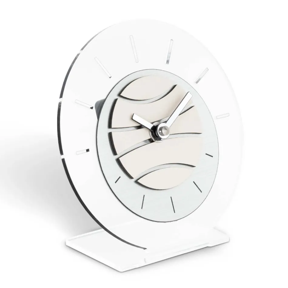 Round Table Clock in Transparent Methacrylate Made in Italy - Strange Viadurini