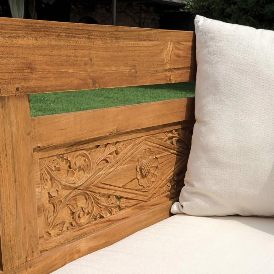 Bench 210x112 cm in Recycled Teak Wood with Cushions - Mammolo Viadurini