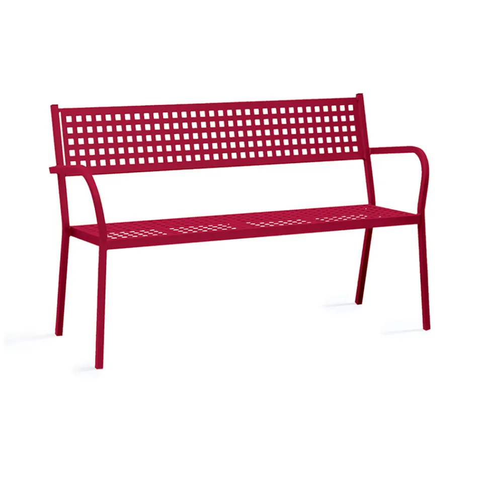 Stackable Outdoor Bench with Steel Armrest Made in Italy - Aberdeen Viadurini