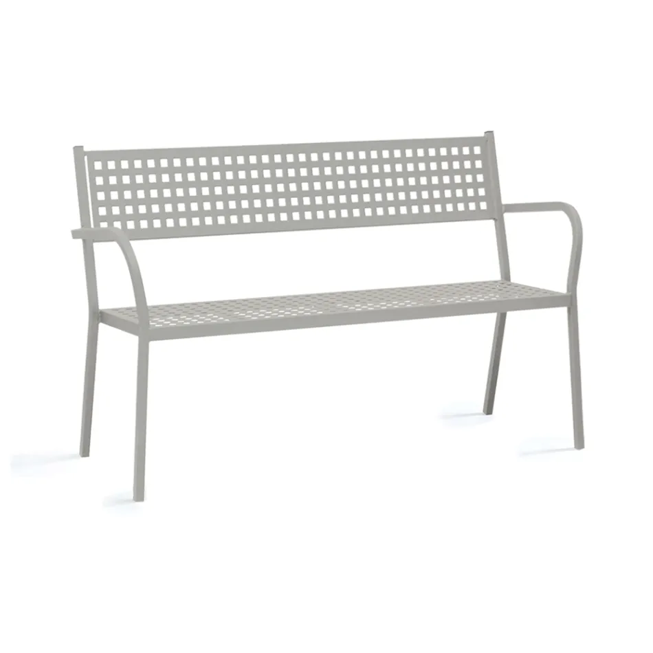 Stackable Outdoor Bench with Steel Armrest Made in Italy - Aberdeen Viadurini