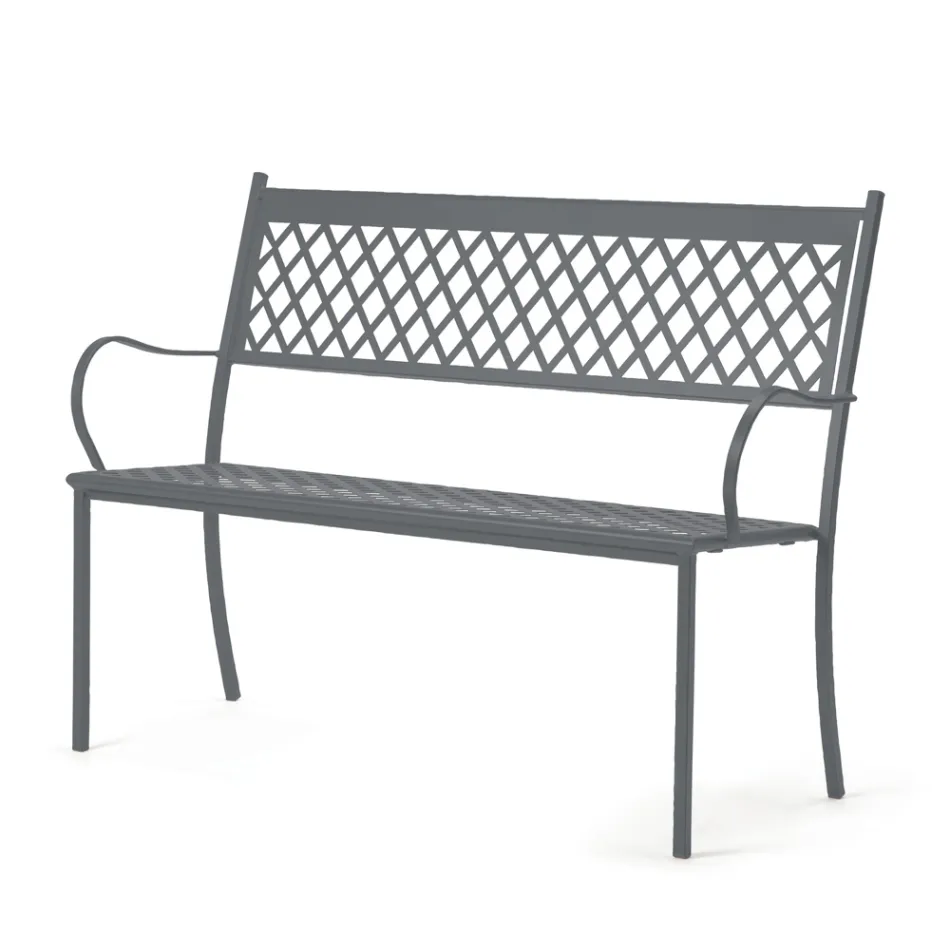 Stackable Outdoor Bench in Galvanized Steel Made in Italy - Celia Viadurini