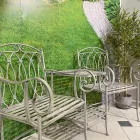 2 Seater Bench with Metal Table and Umbrella Stand - Glue Viadurini