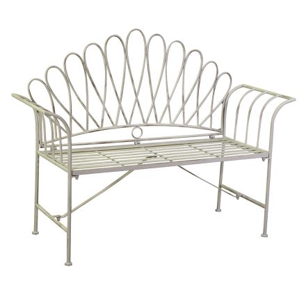 2 Seater Garden Bench in Metal Ivory Finish - Glue Viadurini