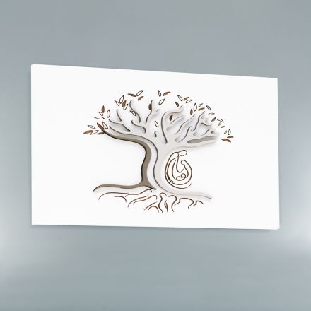 Laser Engraved White Panel with Tree and Family Made in Italy - Helga Viadurini