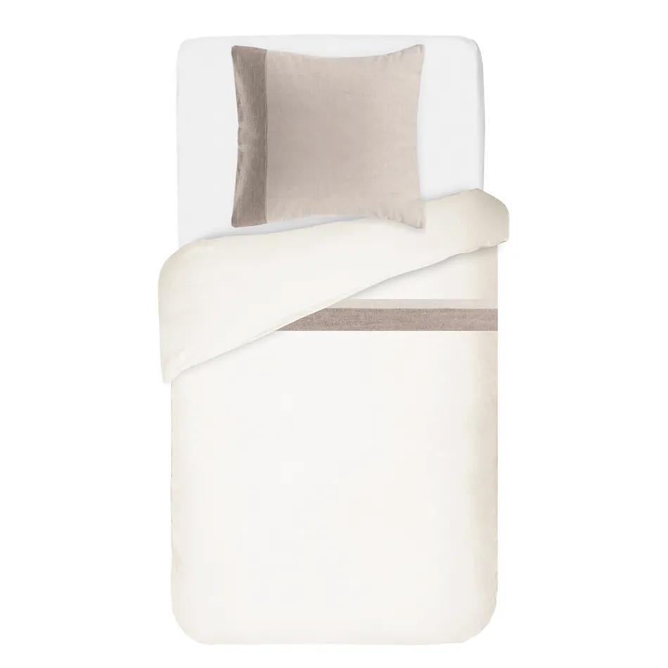 Duvet Cover Set in 90% Cotton and 10% Linen with 1 Pillow Case Made in Italy - Nestle Viadurini