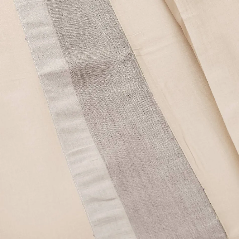 Duvet Cover Set in 90% Cotton and 10% Linen with 1 Pillow Case Made in Italy - Nestle Viadurini