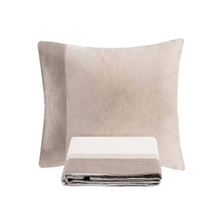 Duvet Cover Set in 90% Cotton and 10% Linen with 1 Pillow Case Made in Italy - Nestle Viadurini