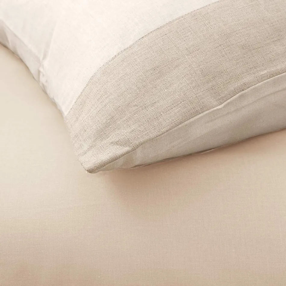 Duvet Cover Set in 90% Cotton and 10% Linen with 2 Pillow Cases Made in Italy - Nestle Viadurini