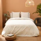 Double Duvet Cover Set in 90% Cotton and 10% Linen Made in Italy - Nestle Viadurini
