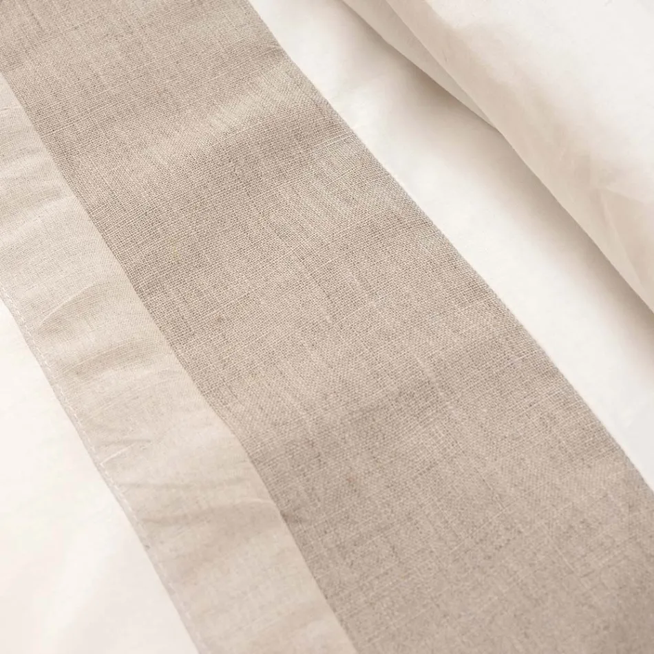 Double Duvet Cover Set in 90% Cotton and 10% Linen Made in Italy - Nestle Viadurini