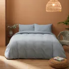 Double Duvet Cover Set in Pure Garment-Dyed Cotton with 2 Pillow Cases - Delicacy Viadurini