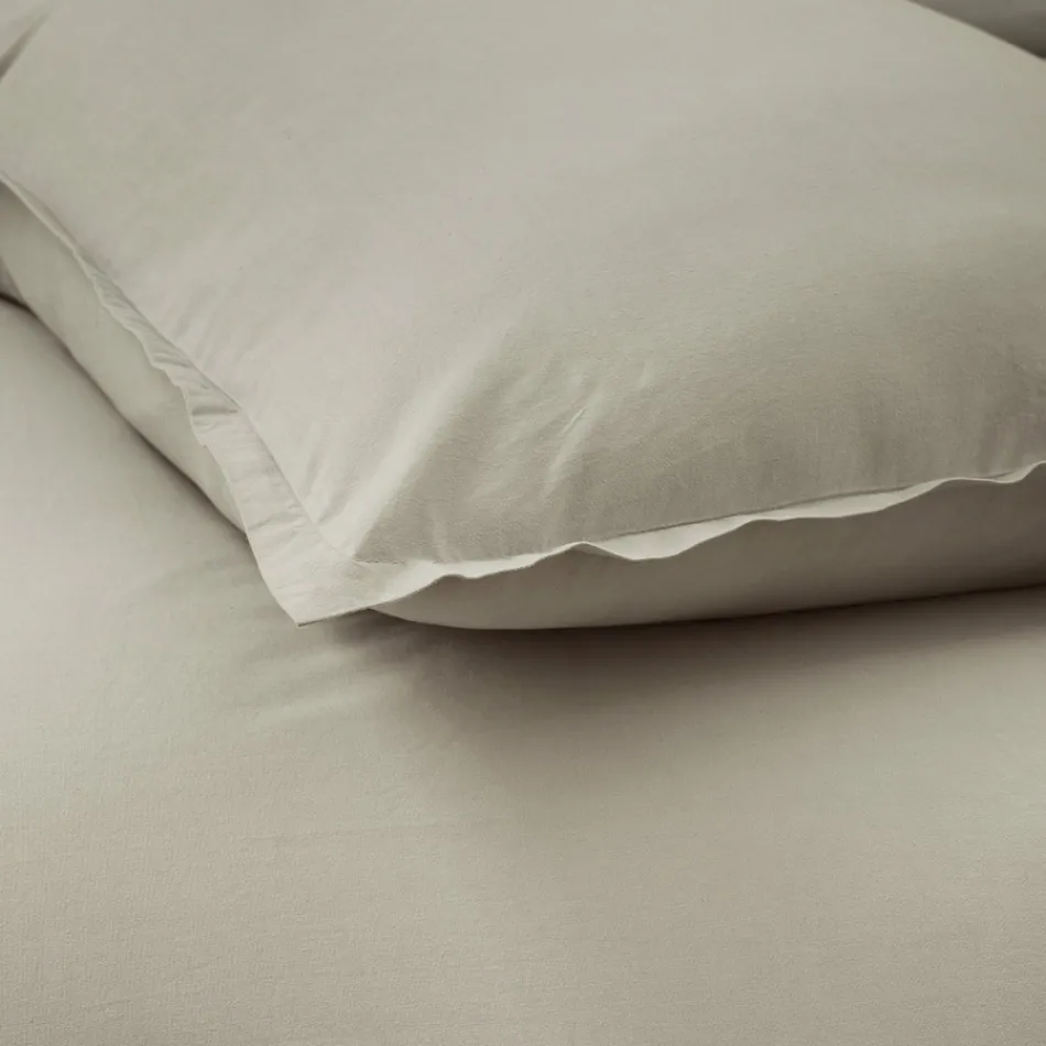 Double Duvet Cover Set in Pure Garment-Dyed Cotton with 2 Pillow Cases - Delicacy Viadurini