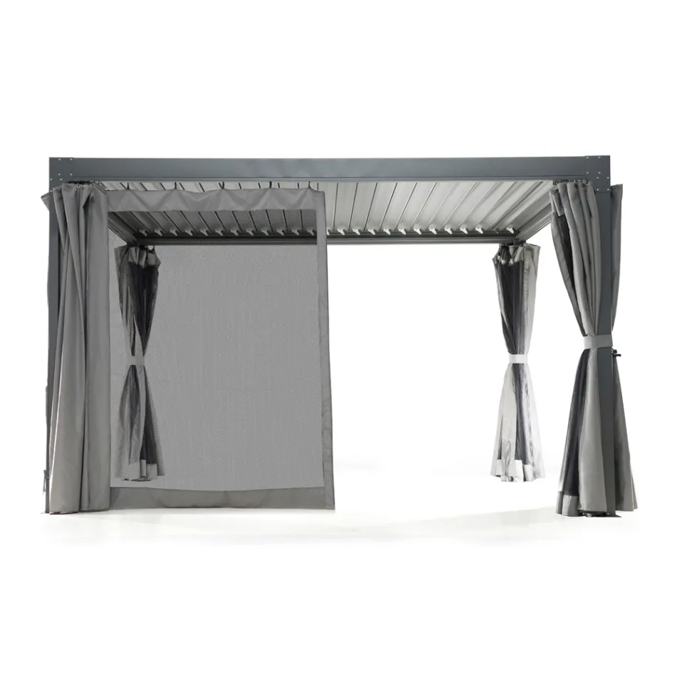 Pegola 3x4 mt in Anthracite Painted Aluminium with Crank - Levante Viadurini