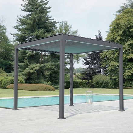 Pegola 3x4 mt in Anthracite Painted Aluminium with Crank - Levante Viadurini