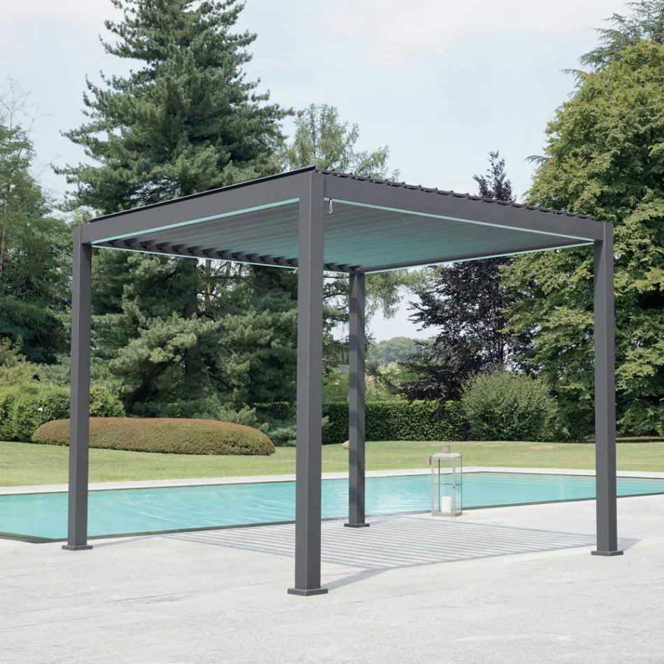 Pegola 3x4 mt in Anthracite Painted Aluminium with Crank - Levante Viadurini