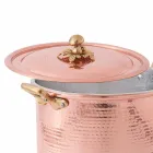 High Pot in Hand Tinned Copper with Handles and Lid 24 cm - Mariarita Viadurini