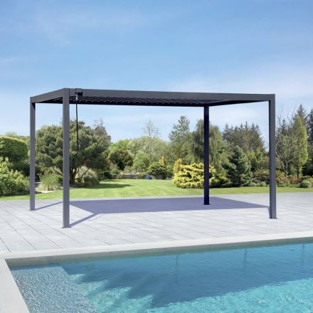 Anthracite Aluminum Pergola with Adjustable Roof - Vitta Viadurini