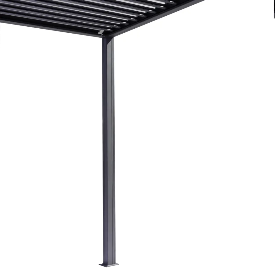 Anthracite Aluminum Pergola with Adjustable Roof - Vitta Viadurini