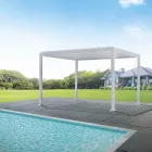 White Aluminum Pergola with Adjustable Roof - Vitta Viadurini