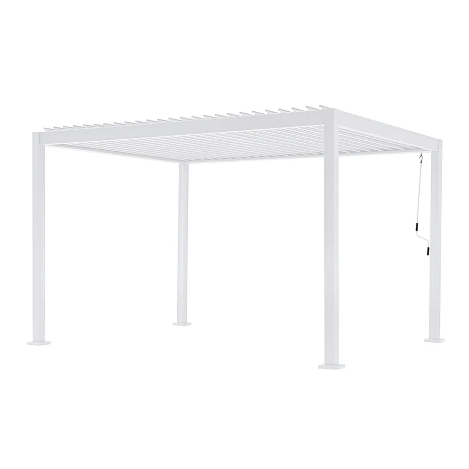 White Aluminum Pergola with Adjustable Roof - Vitta Viadurini