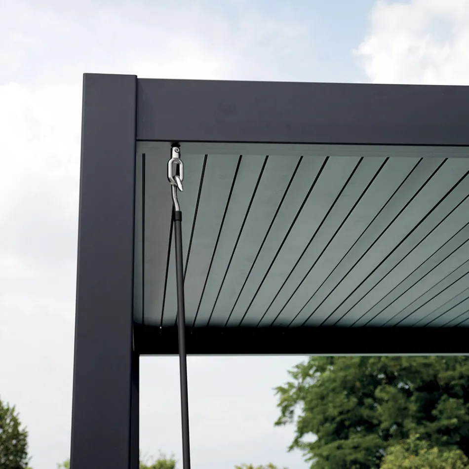 Aluminium Pergola with Adjustable Roof by Crank - Eolo Viadurini