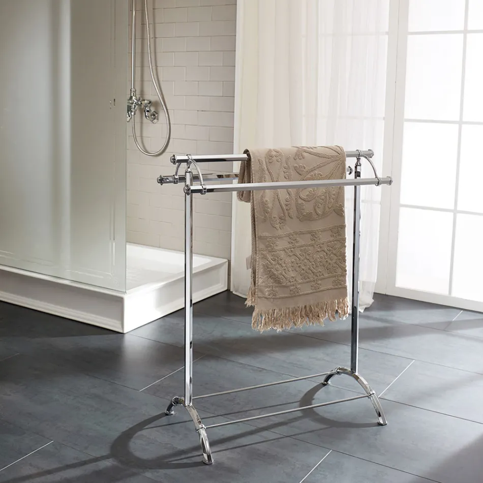 Vintage Brass Bathroom Towel Hanger Stand Made in Italy - Aristide Viadurini