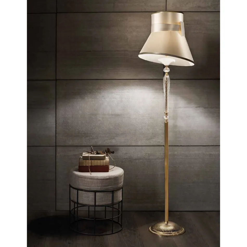 Classic Floor Lamp with Blown Glass Lampshade Floral Decorations - Bluminda Viadurini