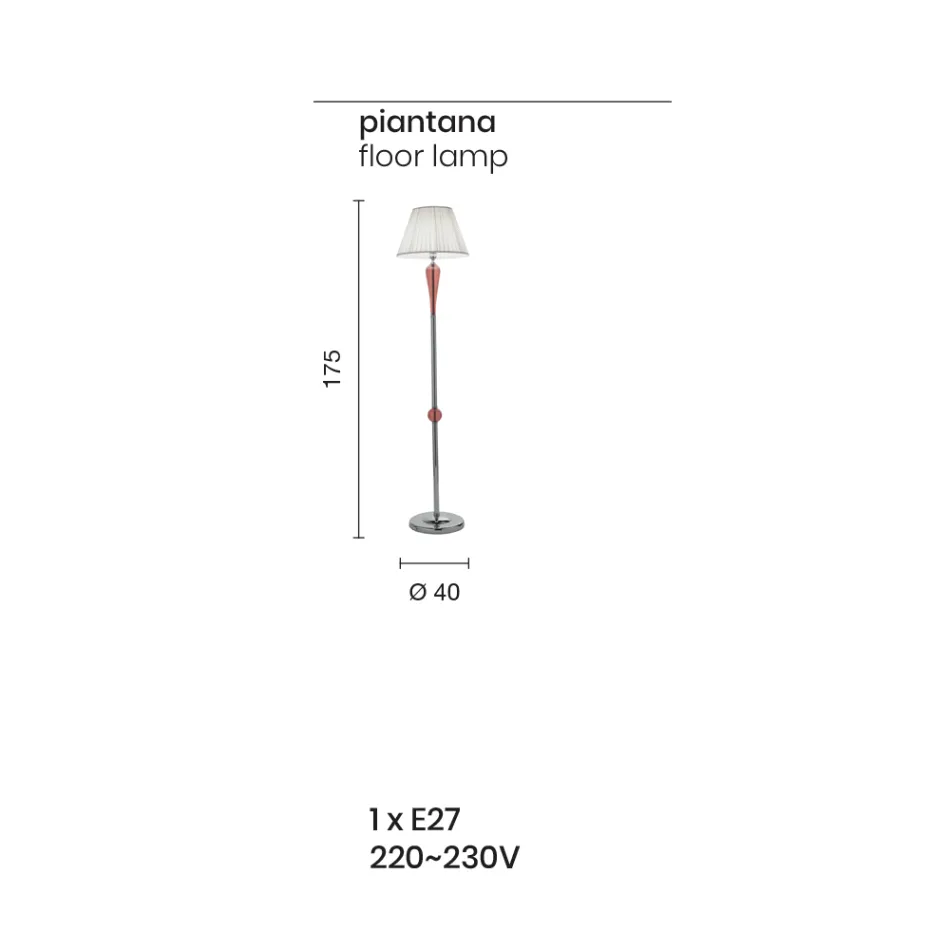 Classic Handmade Italian Glass and Metal Floor Lamp with Lampshade - Oliver Viadurini