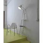 Lounge Floor Lamp in White or Matt Black Metal with Shelves - Butler Viadurini